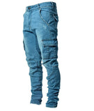 New Elastic Jeans Men's Side Pocket Slim Foot Skinny