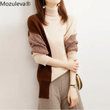 2022 Autumn Winter Loose Color Contrast Pullover Basic Warm Sweater for Women Soft Kniited O Neck Sweater Women