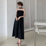 Graduation party 2022 New Neck Dress French Strapless Suspend Erelegant Summer Design Sense Of Minority Temperament Long Black Skirt