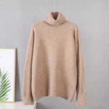 Turtle Neck Basic Cashmere Sweater Women Elegant Thick Warm Female Knitted Pullovers Loose Casual Knitwear
