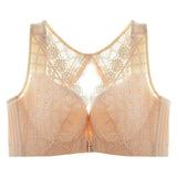 Sexy Wireless Bra Deep V Plunge Underwear Plus Size Women Underwear Front Closure Brassiere Beauty Lace