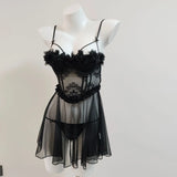 Beautiful Design Stacked Three-Dimensional Flower Broth Pyjab Mesh A Word Thin Sling Female