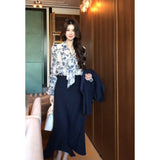 Money Style High-End Feel Expensive Wear Retro Broken Flowers With Shirt Top High Waist