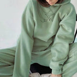 Women's Tracksuit Print Fleece Sportwear Suit Long Sleeve Oversize Female Hoodie Suits 2021 Sprig Casual Tracksuits Pants