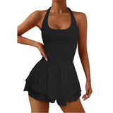 Women Tennis Dress Summer Casual Solid Color Sleeveless Open Back Athletic Mini Dresses with Pockets Sports Workout Golf Dress 703-1-Outfit