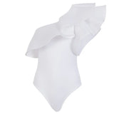Women Sexy Bodysuit Stretch Leotard Sleeveless Ruffles Slim Evening Party Body Tops T shirt Jumpsuit Romper Summer 2024-Outfit