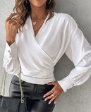 New Striped Print Shirt Blouse Women Fashion V-neck Long Sleeve Shirts For Women 2024 Casual Loose Tops Blusa Office Lady-Outfit