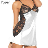 Nightgown Lingerie Patchwork Sleepwear Rose Lace Satin Nighty High Quality Sexy Nightwear Plus Size