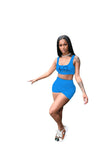 Fashion Printed Cutout Ruched Casual Two Piece Shorts
