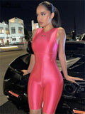 Summer Streetwear Rompers Women Jumpsuits 2022 Sleevelesss O Neck Rompers Playsuits Rosered Bodycon One Pieces