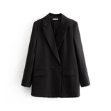 New Pure Color Double-Breasted Loose Casual Suit Jacket In Autumn-Outfit