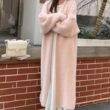 Waxy Knitted Sweater Cardigan Girls Autumn And Winter New Casual Loose Look Lazy Style Imitation Mink Velvet-Outfit