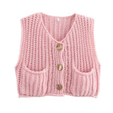 2024 Autumn And Winter New Women's Street Fashion 11 Color Thick Needle Vest W063 6001-Outfit