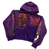 Street H-Hang Hop Stars Girl Print Black Zipper Hoodie Women Y2k Harajuku