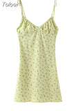 Sau beauty New Casual Chic Floral Print Sling Mini Dress Women Holiday Bow V-neck Dress Summer Sexy Backless Ladies