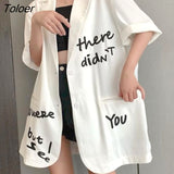 Large Size Suit Jacket Summer Thin Suit Jacket Women's Loose Casual Street Fried Short Sleeve Blazer Women Oversized