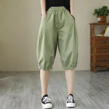 Thin Casual Loose Large-Size Shorts Women High-Waisted Five-Legged Broad-Legged Loose Waist Harlan