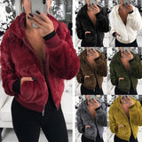 European and American autumn and winter women's hooded rabbit fur faux fur plush jacket