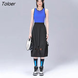 Women Vest 2022 Summer Sleeveless Slim Stretch Ribbed Contrast Color Solid Black Gray Green Blue
