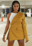 Sexy Patch One Shoulder Split Blazer