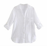 Women Solid Shirts Long Sleeve Turn Down Collar Solid Office Lady Shirts Candy Color Casual Loose Tops Chemise