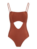 Solid-Color One-Piece Swimsuit Women 2025 New Hollow Swimsuit Two-Set Export