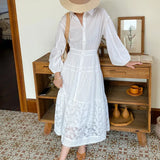 2025 New White Shirt Women's Long-Sleeved French Design Dress Holiday
