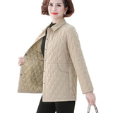 Women's Cotton Jacket New Solid Color Plus Size 5XL Thin Cotton Padded Shirt Jacket Middle-aged Elderly Mothers