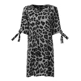 Leopard Print Dress 2021 Summer Bohemian Women Sexy Party Half Sleeve Vestidos Robes Casual Loose Mini Sundress