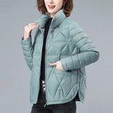 Winter Women Lightweight Down Cotton Jacket 2021 New Solid Stand Collar Short Jacket Plus Size Female Cotton Padded