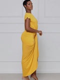 Sexy Sloping Shoulder Short Sleeve Irregular Long