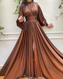 Spring-Summer Popular Color Hanging Waist Hanging Neck Big Swing Sexy Avocado Green Dress Solid Color Long Dress