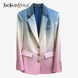Patchwork Hit Color Blazer For Women Notched Long Sleeve Casual Blazers Female 2022 Spring Fashion New