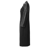 New Fashion Temperament Design Leather Splicing Type Tadge Coat