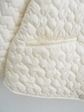 Winter IvoryWhite Embossing Heart Quilted Coat CHIC Women Front Pocket Thin Quilting Full Sleeve Loose Warm Jacket Black-Outfit