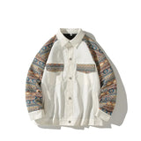 Coat Male Spring And Autumn Design Sense Minority China-Fashion Ruffian Handsome Print Jacket Large Size Retro Niche Splicing Jacket Coat-Outfit