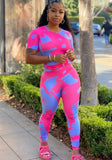 Multi-Color Tight Fitting Shirt and Pants 2 Piece