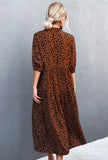Vintage V-neck Half Sleeves Dot Print Midi Loose Holiday