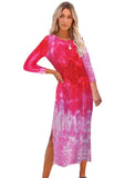 Tie Dye O-Neck Slit Long