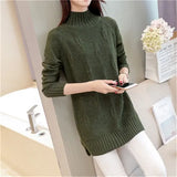 Knit Sweater Pullover Autumn Winter Clothes Korean Solid Long Sleeve Pull Warm Half Turtleneck Sweater Female Jumper