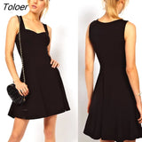Fashion Vintage Mini Dress Casual Elegant Women Summer Dress Sleeveless V-Neck Dress Beach Party Skater