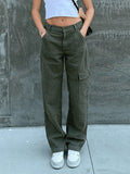 Pocket Patched Straight Cargo Jeans-Outfit