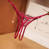 panties ladies low waist transparent sexy open file free temptation pearl pendant sexy