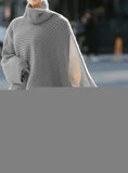 Long Sleeve Turtleneck Knit Pullover Loose Irregular