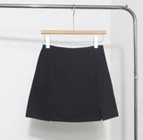 The Quality Is Very Good Short Small Open Fork Half-Dress Trousers Female Commute High-Waist Temperament Thin A-Character Suit Skirt