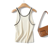 Basic Round Collar Sling Sleeveless Knitted T-Shirt In Spring-Outfit