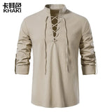 Men's New Men's Cotton Henley Shirt Long Sleeve Hipple Leisure Beach Ripple Ragged