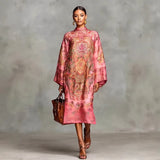 Round Collar Elegant Open-Fork Solid Dress Dress Woman In