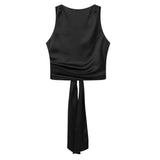 New Women's Street Fashion Back Silk Satin Blouse-Outfit