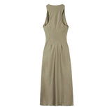 New Spring Style Silk Satin Slim Flute Dress 2124305-Outfit